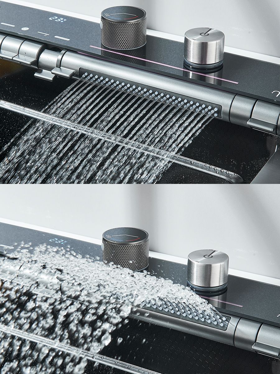 304 Stainless Steel Kitchen Sink Double Waterfall Single Slot Integrated Digital Display Faucet Set Soap dispenser Cup Washer