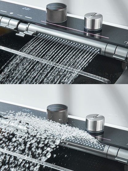 304 Stainless Steel Kitchen Sink Double Waterfall Single Slot Integrated Digital Display Faucet Set Soap dispenser Cup Washer