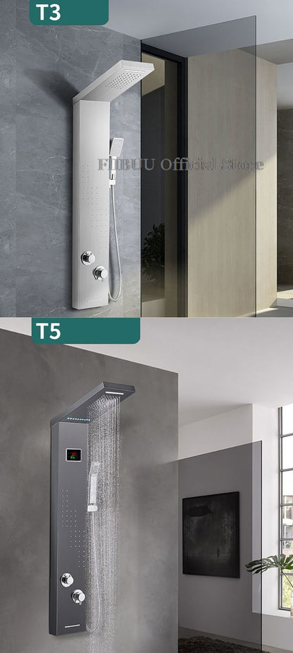 Luxury Shower For Bathroom With Digital Display Pressurized Top Nozzle Rain Shower Head Shower Room Wall Mounted Shower Set
