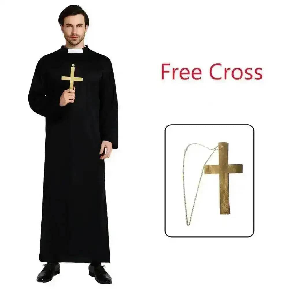 Adults Easter Purim Halloween Costume for Men Father Priest Bishop Costumes Christian Pastor Clergyman Cosplay Costumes Party