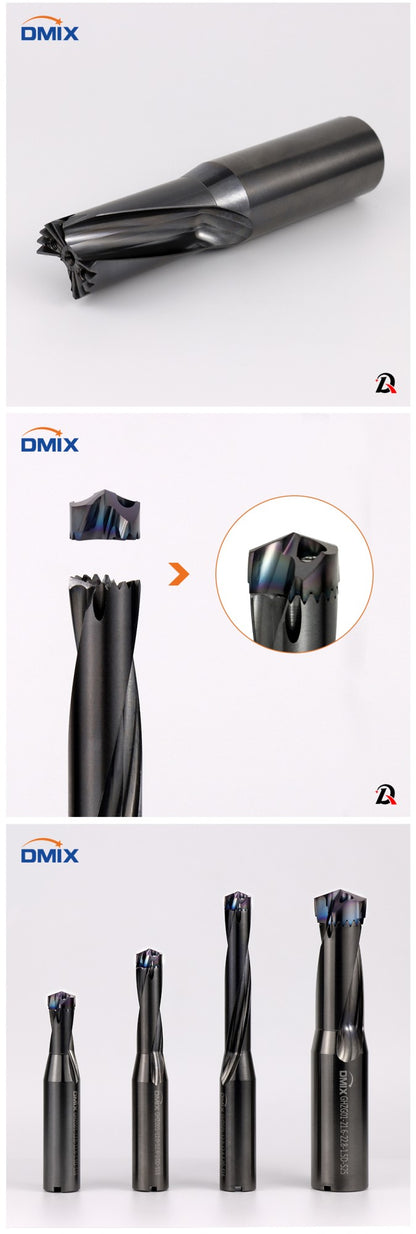 Broca de coroa DMIX de alta velocidade 10-25.8mm 1.5-5D Furação interna de furos indexáveis perfuração interna resfriada Broca dente-de-sabre Substitui broca tipo U