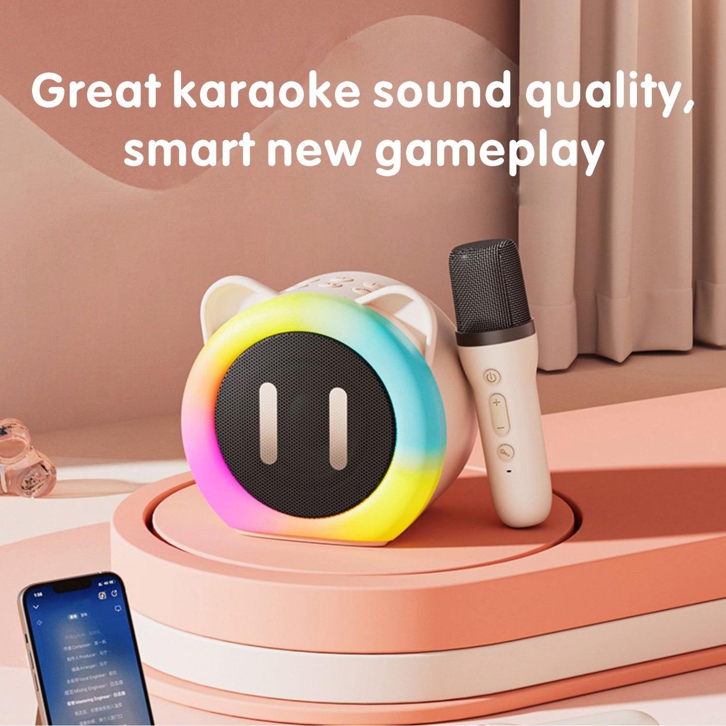 PARAMITA Bluetooth Speaker Portable Home Cute Karaoke Mini Wireless Audio with Microphone Home Karaoke Singing Machine Kids Gift