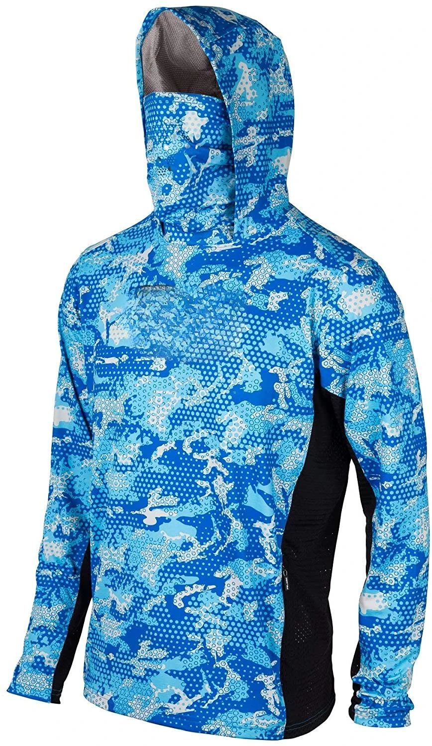 Camisas de pesca infantis Upf 50+ Camisa de pesca de manga longa com máscara, protetor de pescoço e capuz que mantém a cabeça e o rosto aquecidos para atividades ao ar livre, caminhadas e corridas