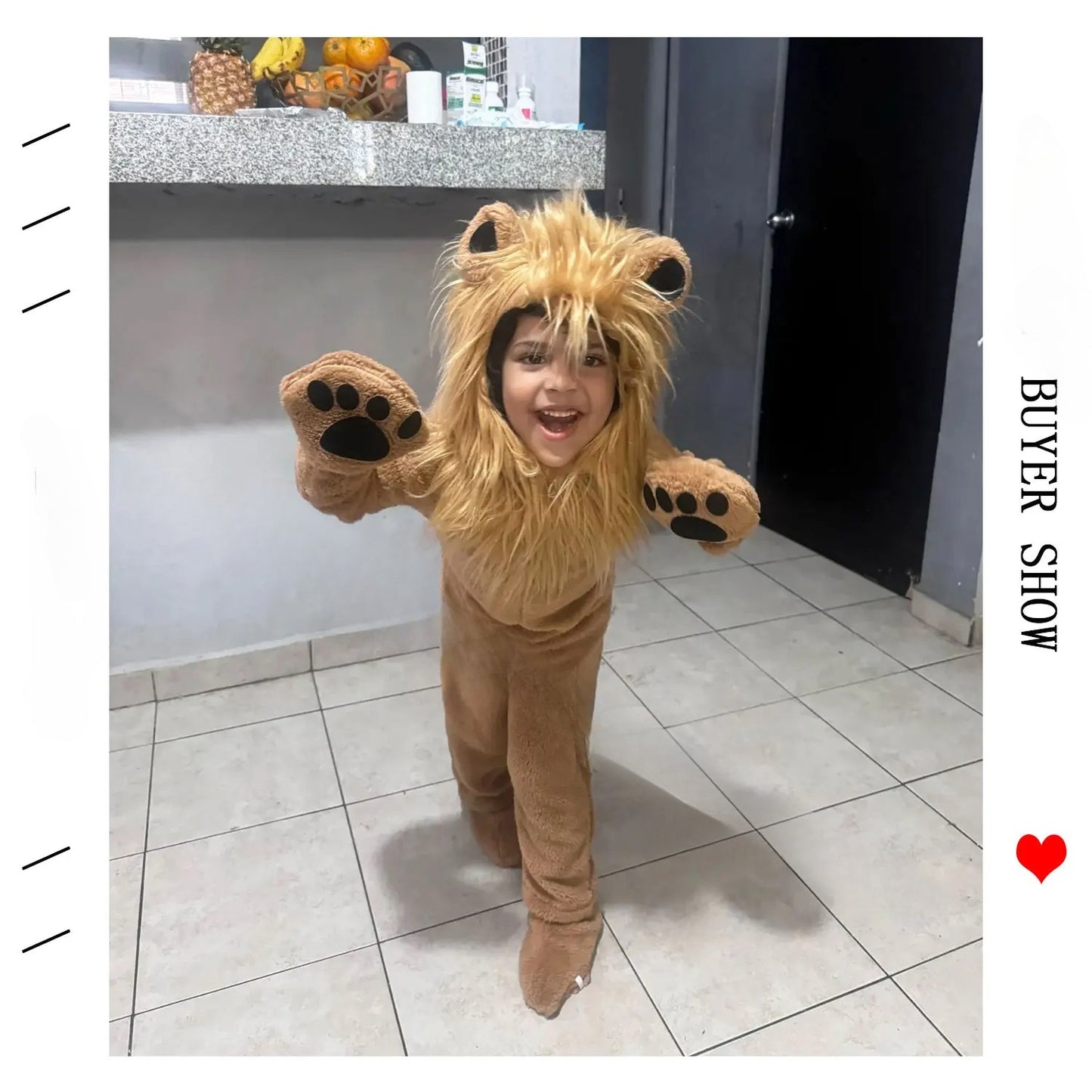 2?12Y Boys Girls Lion Animal Cosplay Costume, Deluxe Full Set Fleece Outfit for Halloween Purim Themed Party Fancy Jumpsuit