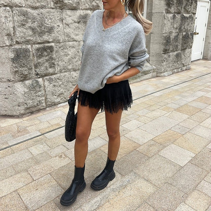 Women Y2k Lace Mini Skirt Fairy Coquette Low Rise Pleated Ruffle Half Slip Skirt Vintage Layered Flowy Short Skirt Streetwear