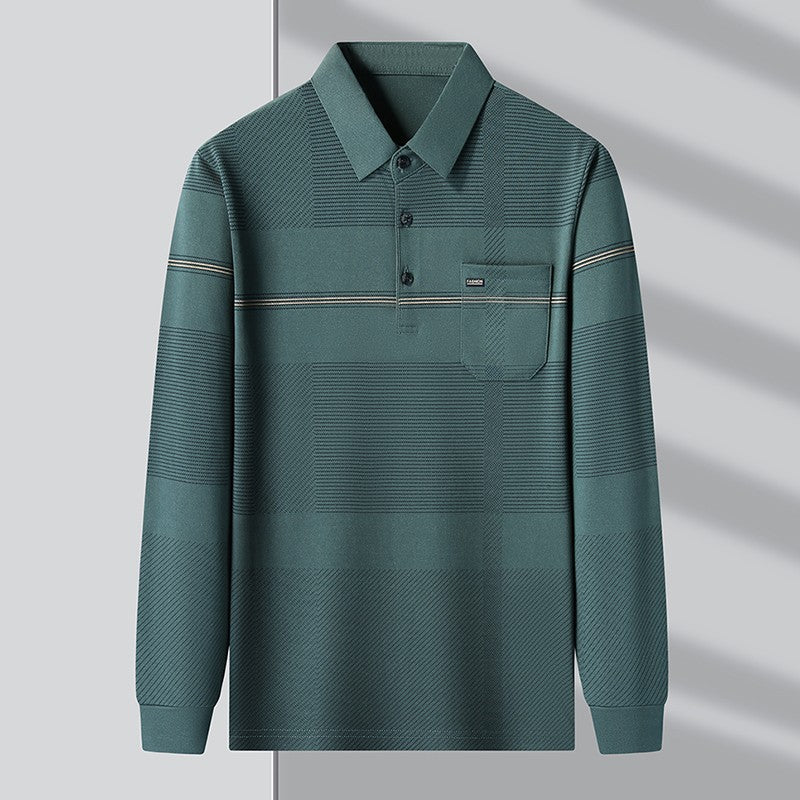 Luxury Quality Men's Polo Shirt Striped Print Pocket Short Sleeve Autumn Lapel T-Shirt Business Classic Casual Trend Menswear