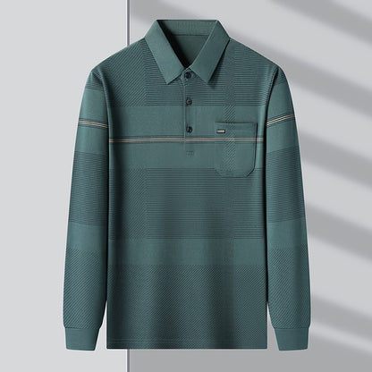 Luxury Quality Men's Polo Shirt Striped Print Pocket Short Sleeve Autumn Lapel T-Shirt Business Classic Casual Trend Menswear