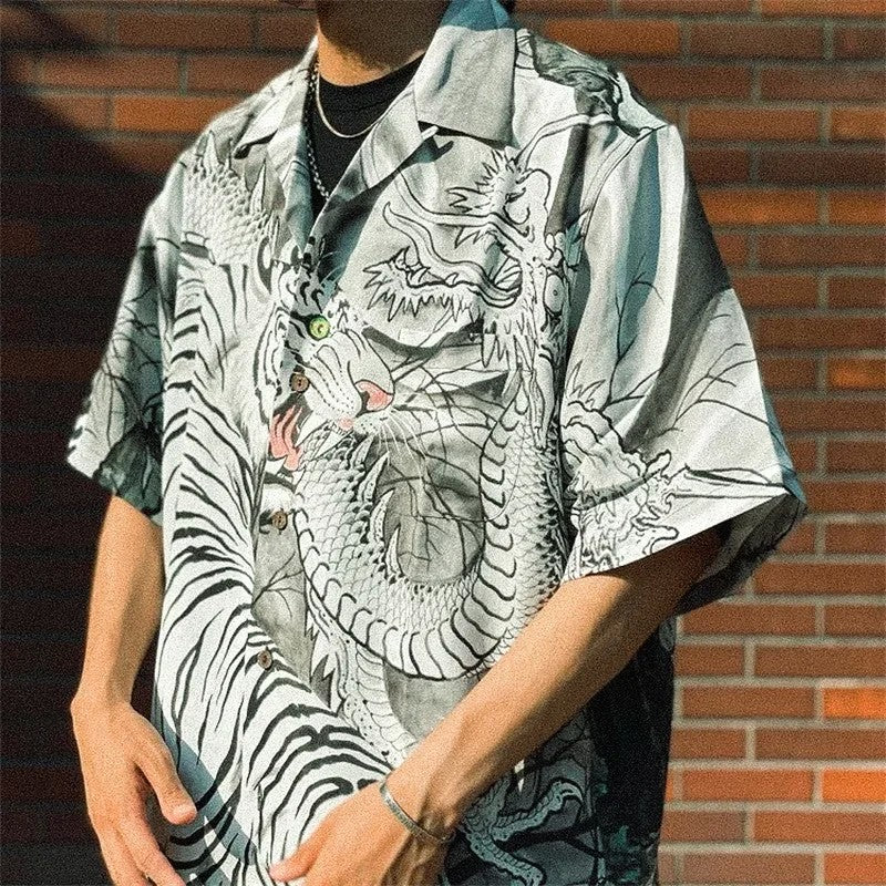 Classics Summer WACKO MARIA Shirts Full Print Leopard Rayon Short-sleeved Real Photos Hawaiian Shirt for Men Women