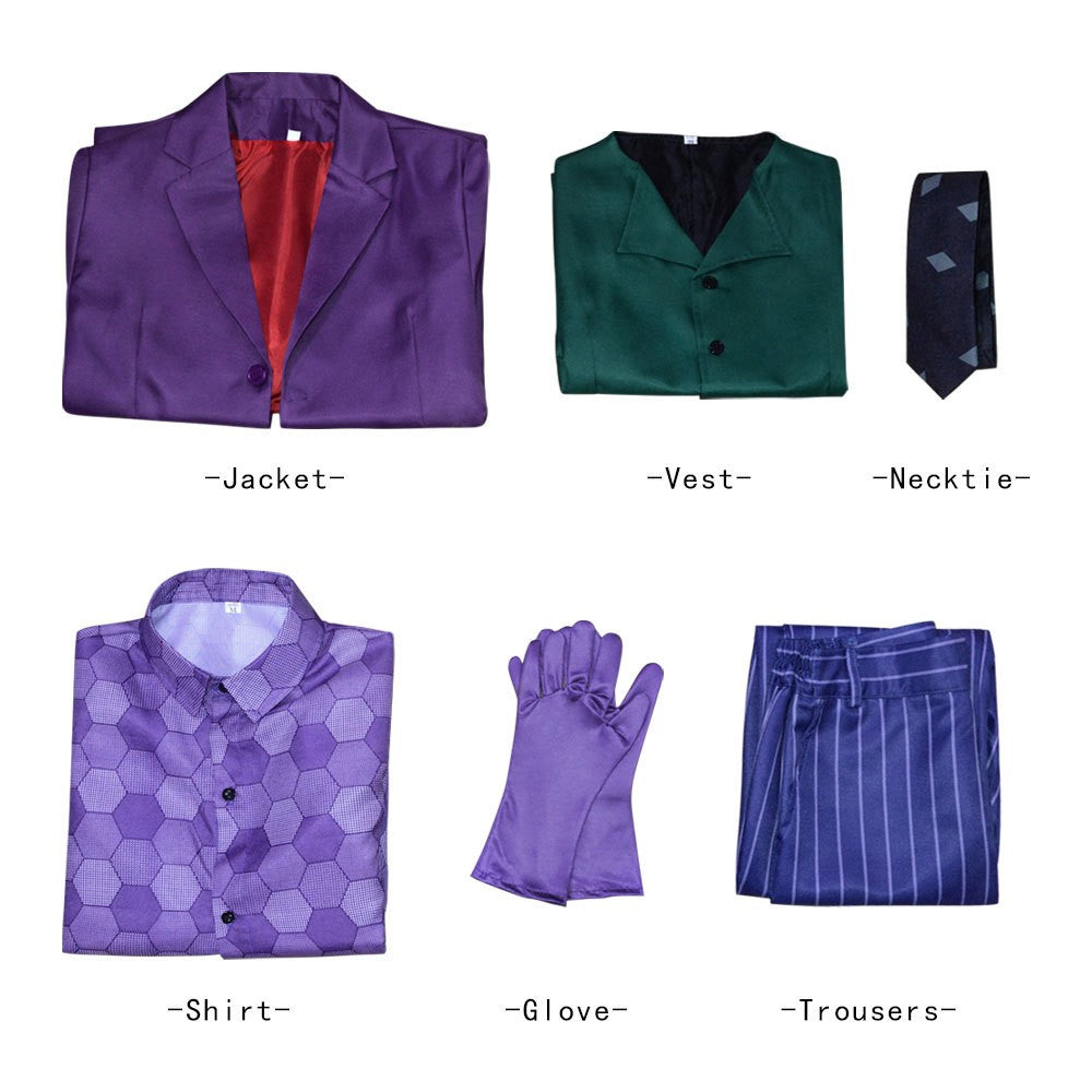 Men Clown Cosplay Costume Clown full set Coat Shirt Vest wig Tie Suit Outfits for Male Halloween Costumes