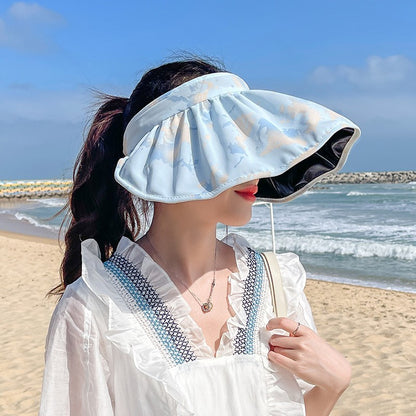 Chapéu gradiente xadrez Chapéu de verão feminino Chapéu vazio Viseira de sol Chapéu de sol de verão com aba larga Chapéu de proteção UV para mulheres Chapéu de praia