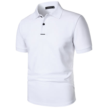 Men's solid color short-sleeved button-down lapel T-shirt casual top