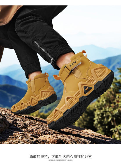 Men's casual sports shoes, high-top breathable outdoor hiking and mountaineering shoes, men's travel walking shoes
