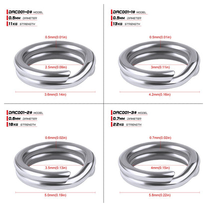 PROBEROS 50 Anéis Divididos para Pesca, Isca Rígida Crank, Prata, Aço Inoxidável 0#-12#, Acessórios Conectores de Pesca, Equipamento