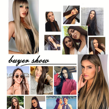 Cabelo Liso Comprido 16 Clipes 7 Pçs/Conjunto de Apliques de Cabelo Sintético Natural Loiro Preto Resistente ao Calor 2026