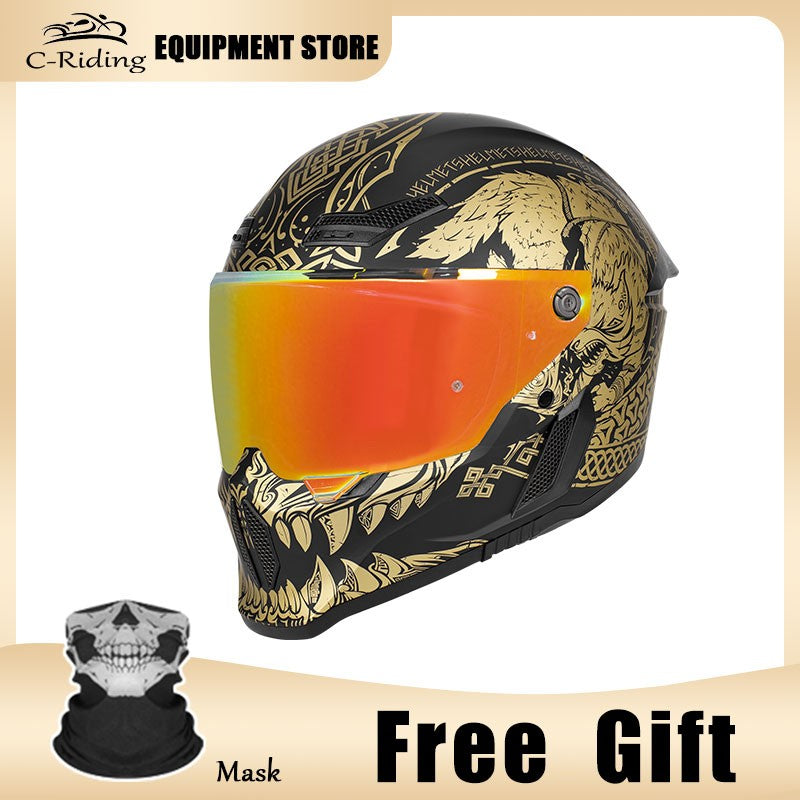 C-Riding Inverno Quente Cruising Mulheres e Homens Profissionais Chapéus de Segurança Retro Cruising Capacete Completo Certificado DOT Verão