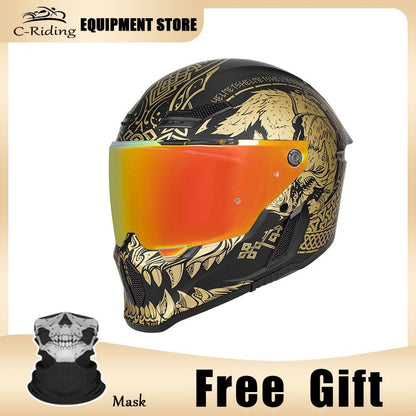 C-Riding Inverno Quente Cruising Mulheres e Homens Profissionais Chapéus de Segurança Retro Cruising Capacete Completo Certificado DOT Verão