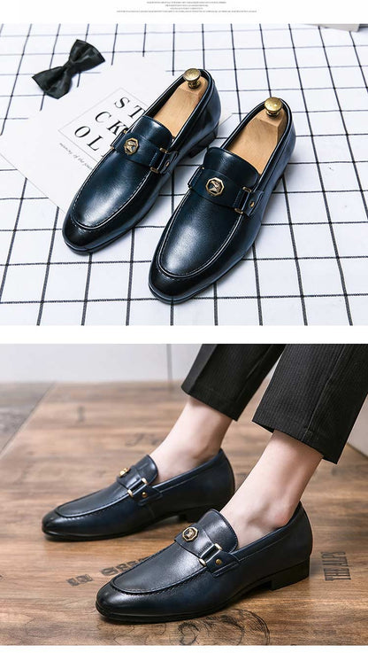 New Black Loafers Men Slip-On Round Toe Fashion Mens Dress Shoes Free Shipping Wedding Shoes for Men Size 38-47