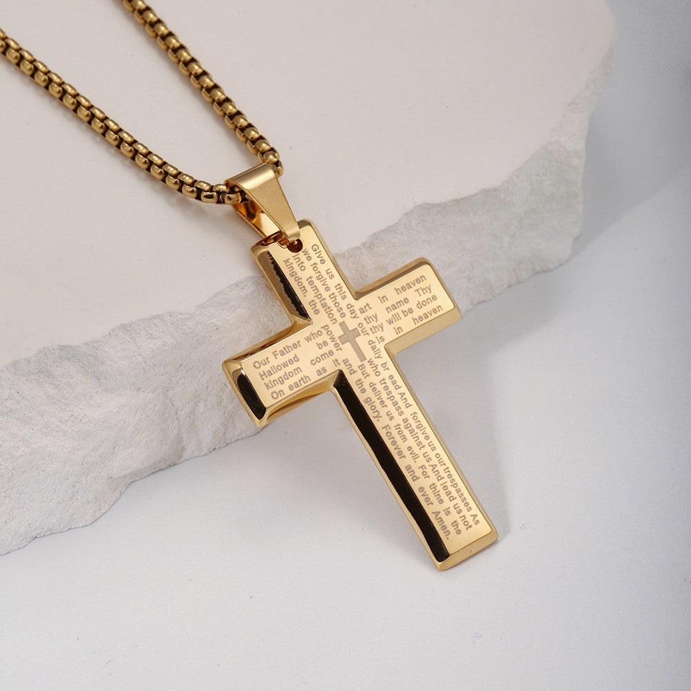 Colar Masculino Minimalista Aço Inoxidável Cruz de Jesus para Homem