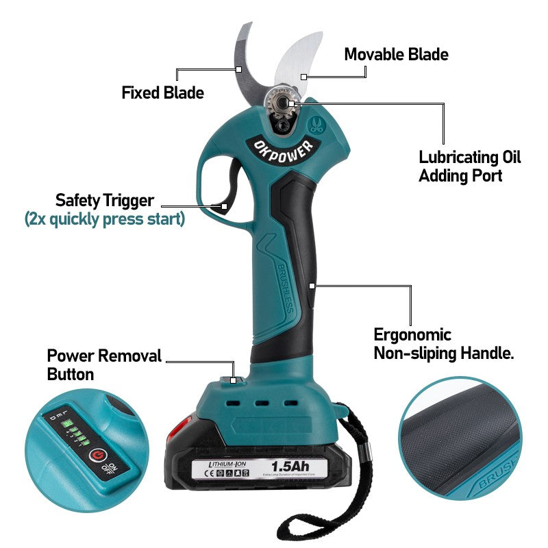 Tesoura de Poda Elétrica Sem Escova 45mm Árvore Frutífera Bonsai 4 Engrenagens Tesoura de Poda Sem Fio Ferramentas Elétricas para Bateria Makita 18V Pino