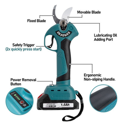 Tesoura de Poda Elétrica Sem Escova 45mm Árvore Frutífera Bonsai 4 Engrenagens Tesoura de Poda Sem Fio Ferramentas Elétricas para Bateria Makita 18V Pino