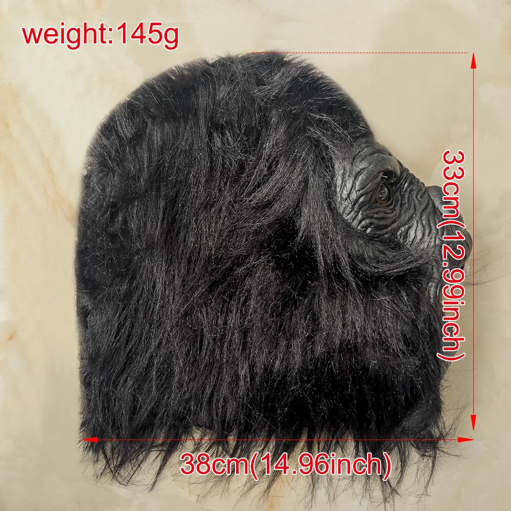 Black Realistic Gorilla Latex Mask for Halloween Party Cosplay Costume Prop Full Face Animal Headgear