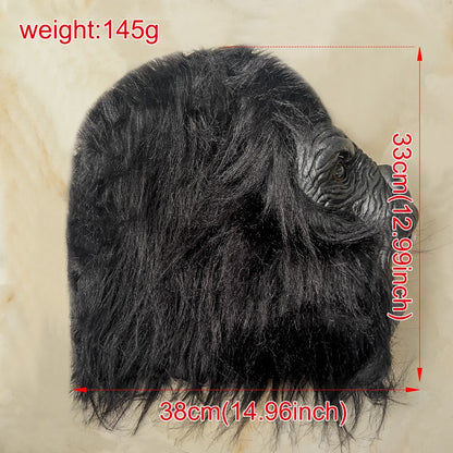Black Realistic Gorilla Latex Mask for Halloween Party Cosplay Costume Prop Full Face Animal Headgear