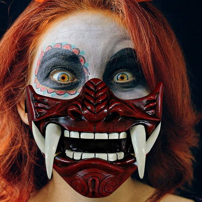 Japanese Samurai Oni Demon Mask Cosplay Horror Prajna Hannya Evil Killer Thicken Plastic Masks Halloween Party Costume Props