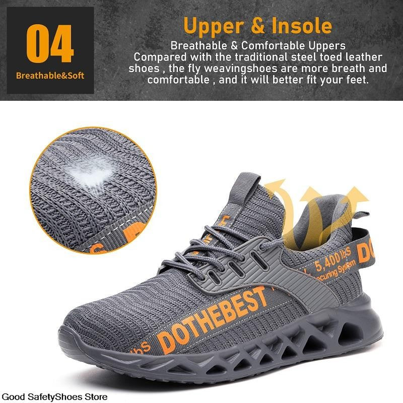 Sapatos de Segurança Bico de Aço Masculino Feminino Tênis de Trabalho Leves Sapatos de Trabalho à Prova de Furos Botas de Trabalho de Segurança Unissex para Construção