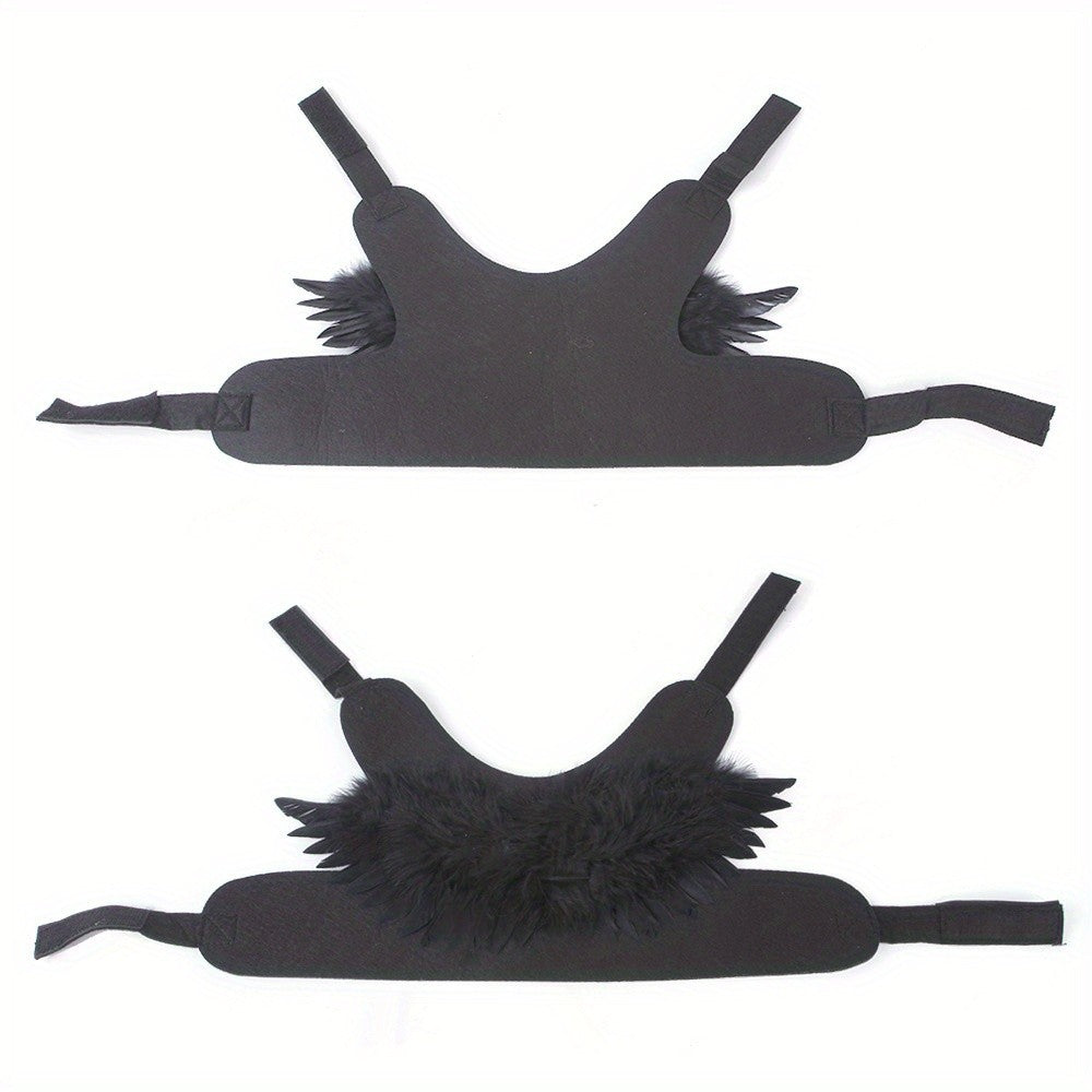 Fantasia de Halloween para Pets Asa de Anjo e Diabo Preta e Branca para Cachorro Gato Coelho Porquinho Presente Divertido para Festa de Halloween Tema Anime B