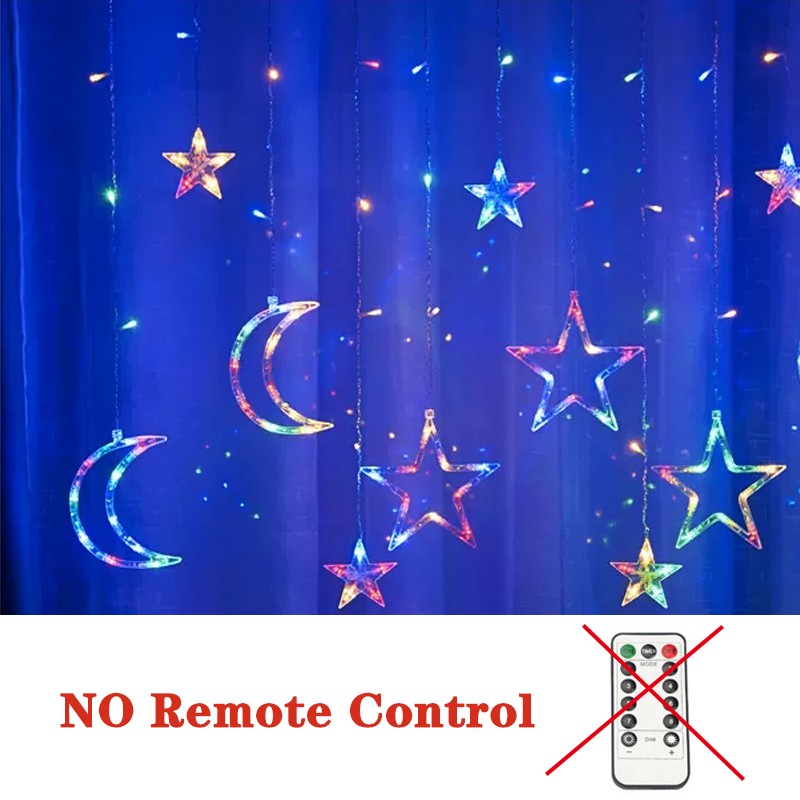 Christmas Decor LED String Garland Moon Star Curtain Light Christmas Tree Ornament Navidad Xmas 2023 New Year