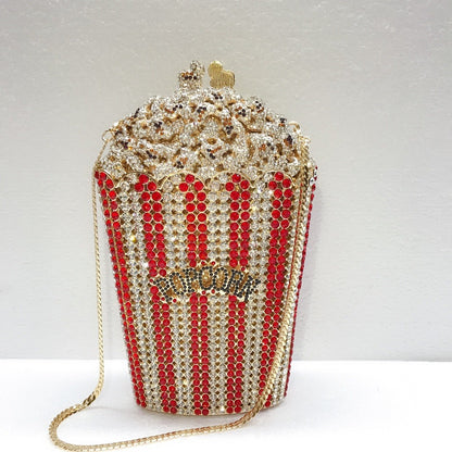 XIYUAN Popcorn Crystal Clutch Bags MINI Metal Box Minaudiere Purses Wedding Party Dinner Handbags Rhinestone Clutches Bags Gift