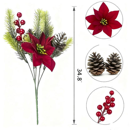 Artificial Flowers Maintenance-Free Christmas Bouquet Red Berry Decoration Festive Holiday Artificial Flowers For Festive Home