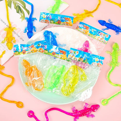 10/50PCS Rainbow Sticky Gecko Stress Relief Squeeze Sensory Toys Boys And Girls Birthday Party Favors Sticky Gecko Pinata Filler
