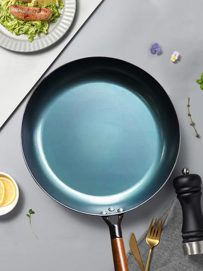 Iron Frying Pan Uncoated Iron Wok Flat Bottom Skillet Non-stick Egg Pancake Pan Steak Frying Pot Gas and Induction 27/29/31/33cm