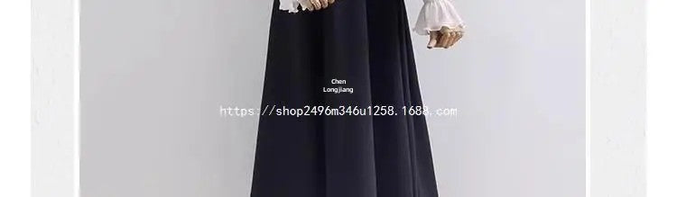 Plus Size High-waisted Slimming Black Draped Skirt Medium-length Umbrella Skirt For Women Thinning A- line Body Shaper
