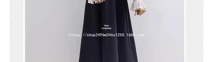 Plus Size High-waisted Slimming Black Draped Skirt Medium-length Umbrella Skirt For Women Thinning A- line Body Shaper