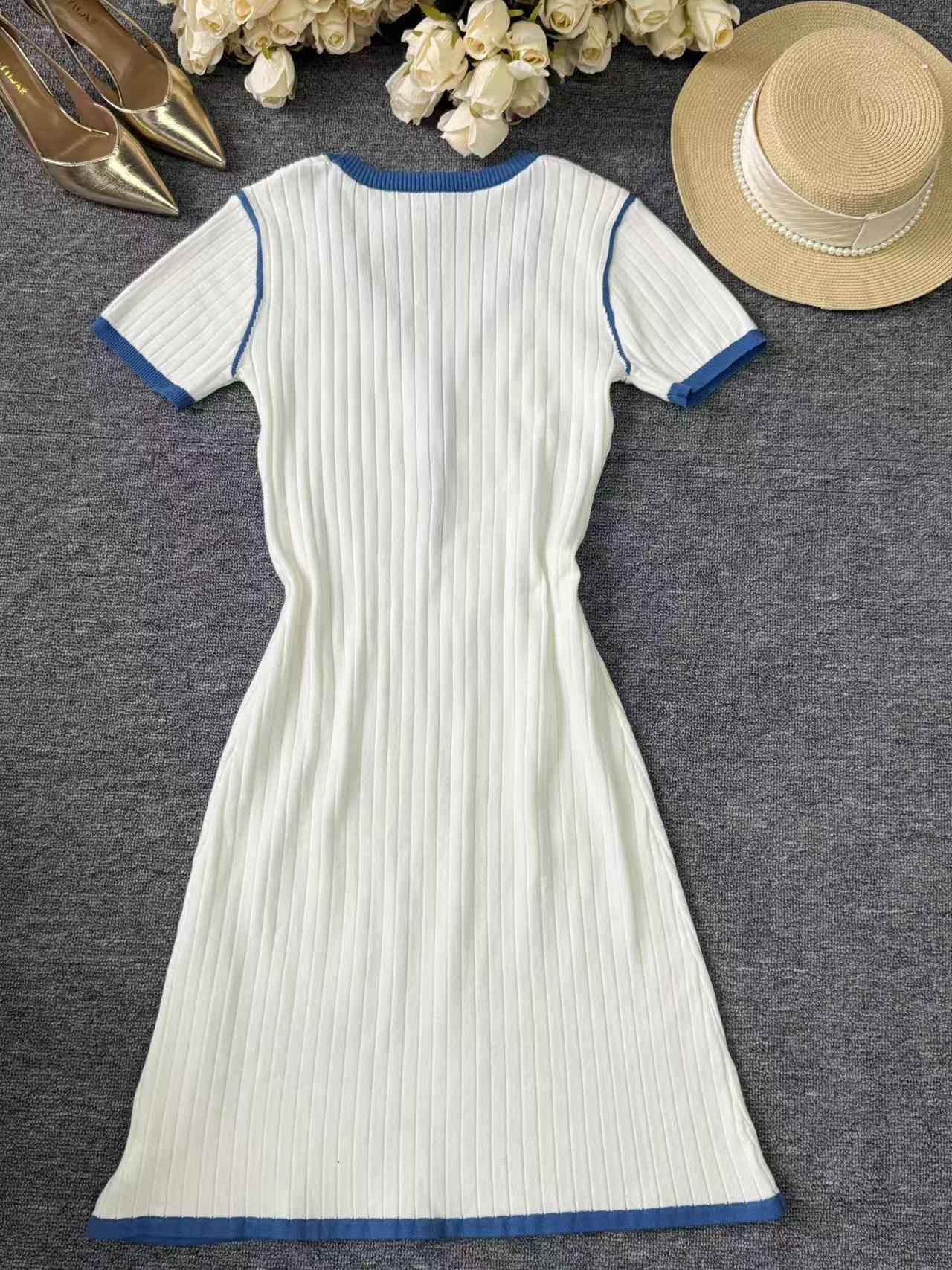 2025 Women's Knitted Dress Chic V-Neck Knit Dress for Women - Elegant Slim Fit Office to Weekend Style Fall Winter Sweater Dress