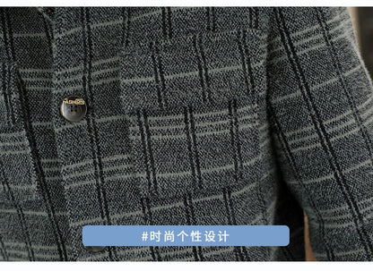 2023 Winter Plaid Woolen Jackets Men Fashion Slim Fit Thickened and Warm Trench Coat Casual Business Streetwear Overcoat M-4XL