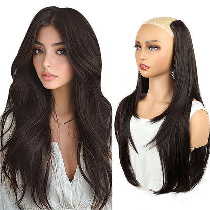 Aplique de Cabelo Sintético de 22 Polegadas, Uma Peça | Pontas Viradas para Dentro | Clips BB Fácil de Usar, Sem Danos | Volume e Comprimento Instantâneos