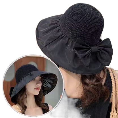 Summer Women Bucket Hat Anti-UV Sun Hats Soft Portable Wide Brim Outdoor Beach Hat Panama Cap With Storage Bag