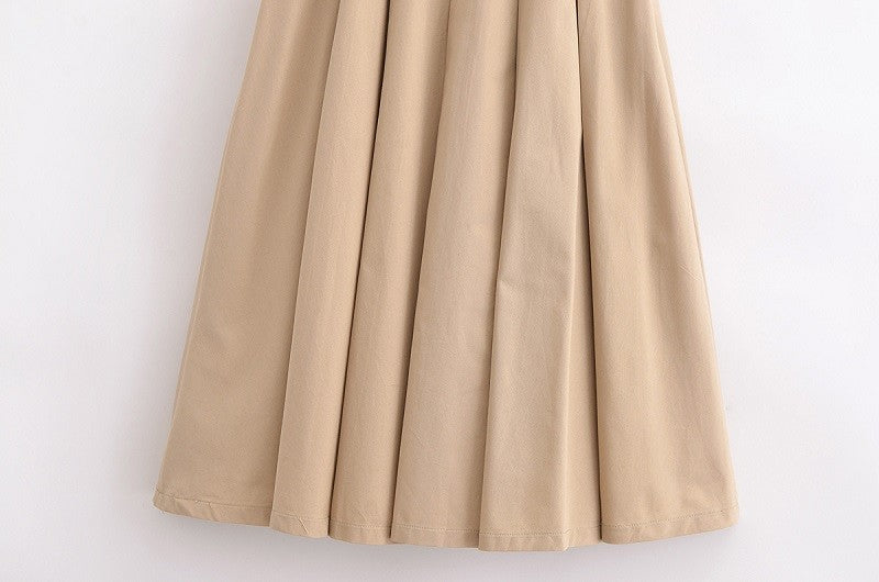 MUJER 2025 Woman Dresses Belt Pleated Midi Dress Women Sleeveless Summer Dress W
