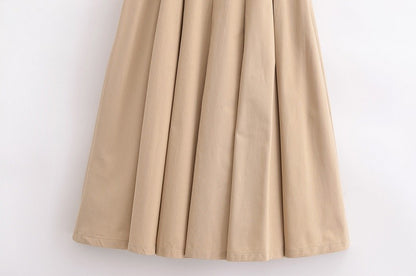 MUJER 2025 Woman Dresses Belt Pleated Midi Dress Women Sleeveless Summer Dress W