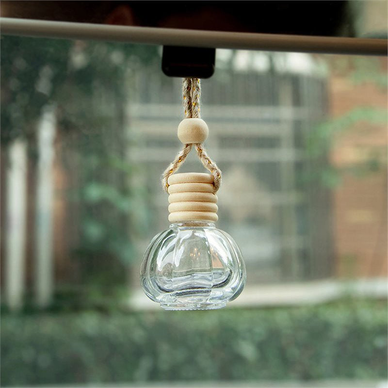 5PCS 8-12ml Empty Clear Glass Car Perfume Bottle Auto Air Freshener Car Decoration Pendant Essential Oil Diffuser Container