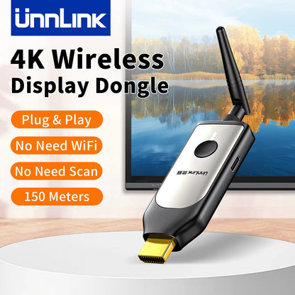 Unnlink Extensor Receptor Sem Fio HDMI 4K 150M para Celular Tablet Notebook PC para TV Adaptador Espelho 4K 30Hz/1080P 60Hz