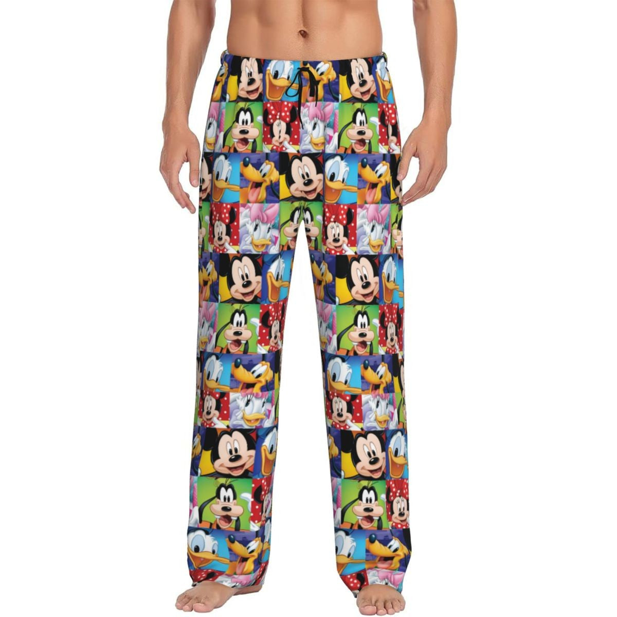 Custom Print Mickey Mouse Donald Duck Pajama Pants Men Sleep Sleepwear Bottoms with Pockets