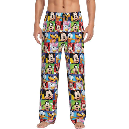 Custom Print Mickey Mouse Donald Duck Pajama Pants Men Sleep Sleepwear Bottoms with Pockets