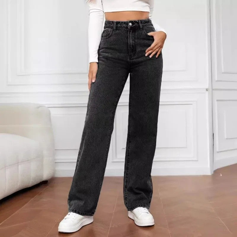 2000s Jeans Women High Waist Wide Leg Straight Y2K Jean Women's Loose Fit Denim Trousers Comfortable Plus Size Casual Pants