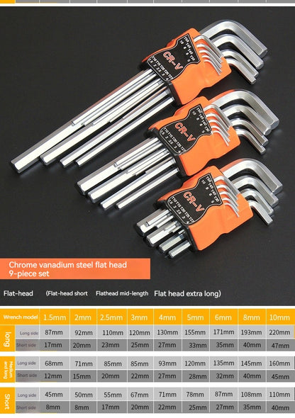 9PCS/Set L Type Double-End Screwdriver Hex Wrench Set Allen Key Hexagon Flat Ball Torx Star Head Spanner Key Set Hand Tools