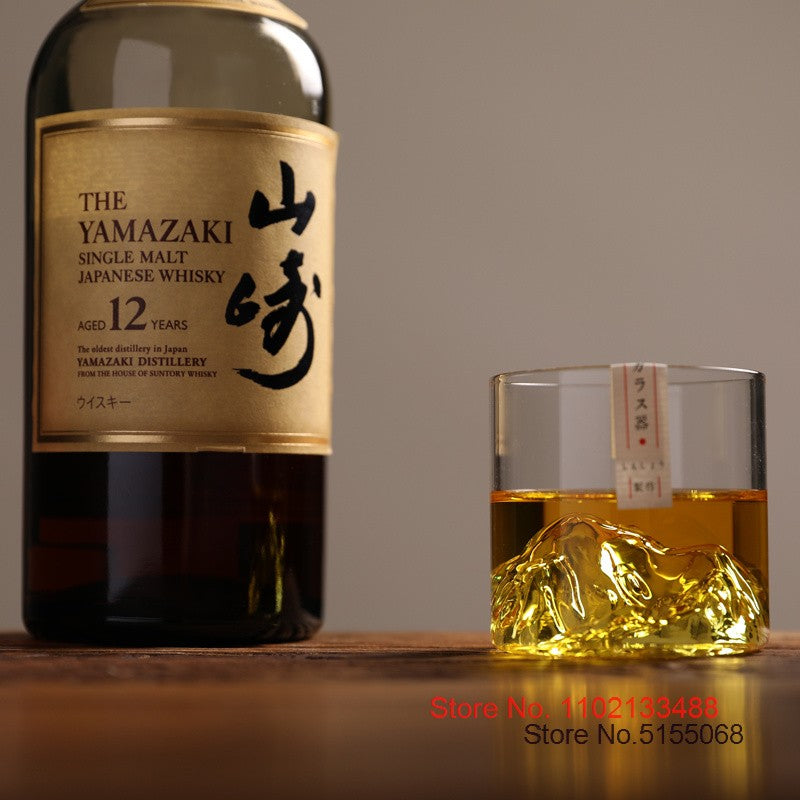 Copo de Uísque Japonês de Gelo para Uísque Puro Copos de Uísque de Montanha 3D Caixa de Presente de Madeira Taça de Conhaque Copo de Vodca Copo de Vinho