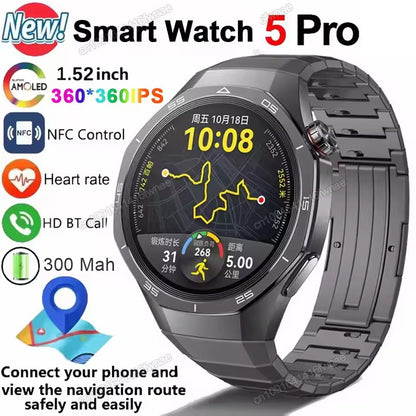 Novo Smartwatch GT5 Pro 5 Pro Masculino Tela HD AMOLED GPS Frequência Cardíaca Chamada Bluetooth IP68 À Prova D'água Smartwatch Masculino Presentes de F Fim de Ano